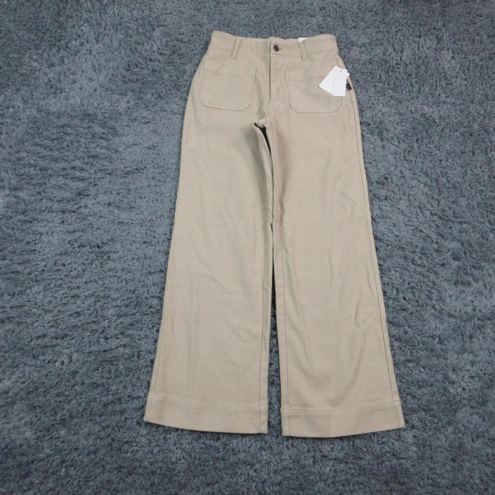 Flag & Anthem High Rise Crop Wide Pants Womens 4/27 Beige Stretch 27x27.5* NWT